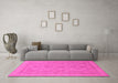 Machine Washable Oriental Pink Traditional Rug in a Living Room, wshabs1647pnk