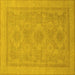 Square Oriental Yellow Traditional Rug, abs1647yw