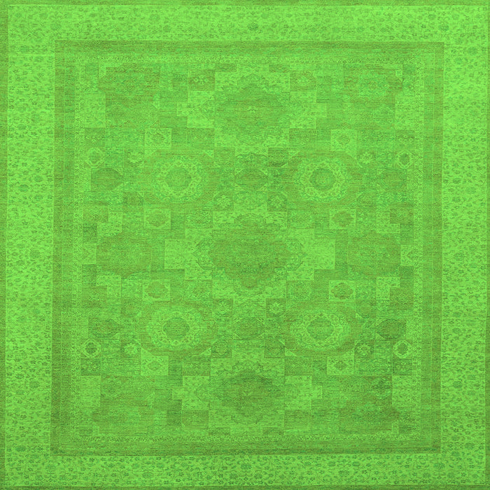 Square Machine Washable Oriental Green Traditional Area Rugs, wshabs1647grn