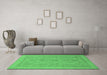 Machine Washable Oriental Emerald Green Traditional Area Rugs in a Living Room,, wshabs1647emgrn