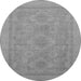 Round Machine Washable Oriental Gray Traditional Rug, wshabs1647gry