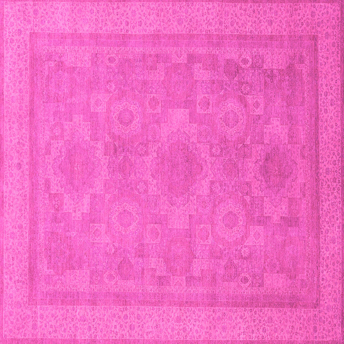 Square Machine Washable Oriental Pink Traditional Rug, wshabs1647pnk