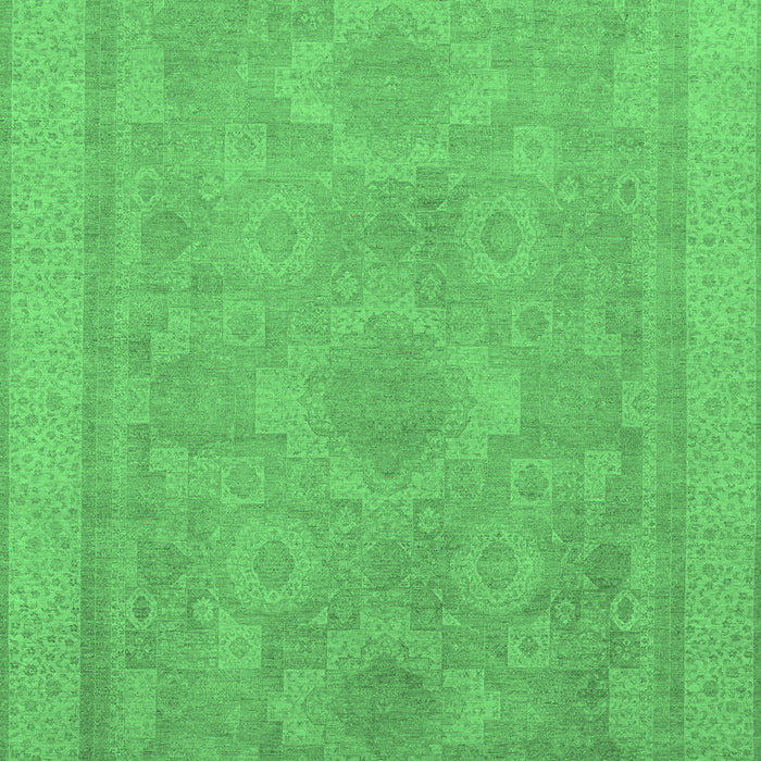 Machine Washable Oriental Emerald Green Traditional Area Rugs, wshabs1647emgrn