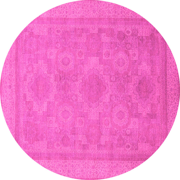 Round Oriental Pink Traditional Rug, abs1647pnk