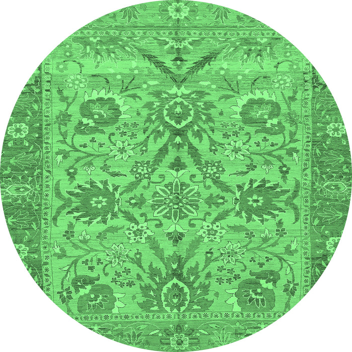 Round Abstract Emerald Green Modern Rug, abs1648emgrn