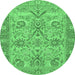 Round Abstract Emerald Green Modern Rug, abs1648emgrn