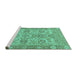 Sideview of Machine Washable Abstract Turquoise Modern Area Rugs, wshabs1648turq