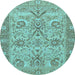 Round Machine Washable Abstract Light Blue Modern Rug, wshabs1648lblu