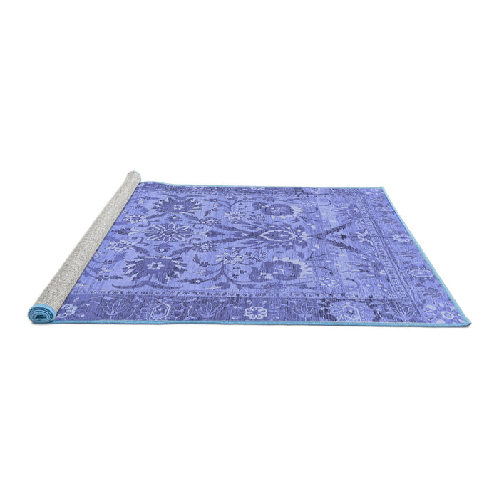 Sideview of Machine Washable Abstract Blue Modern Rug, wshabs1648blu