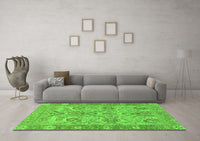 Machine Washable Abstract Green Modern Rug, wshabs1648grn