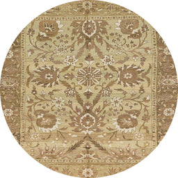 Round Abstract Light Brown Modern Rug, abs1648