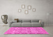 Machine Washable Abstract Pink Modern Rug in a Living Room, wshabs1648pnk