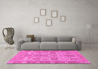 Machine Washable Abstract Pink Modern Rug, wshabs1648pnk