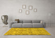 Machine Washable Abstract Yellow Modern Rug in a Living Room, wshabs1648yw