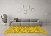 Machine Washable Abstract Yellow Modern Rug, wshabs1648yw