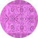 Round Machine Washable Abstract Purple Modern Area Rugs, wshabs1648pur