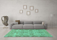 Machine Washable Abstract Turquoise Modern Rug, wshabs1648turq