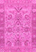 Machine Washable Abstract Pink Modern Rug, wshabs1648pnk