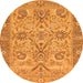 Round Machine Washable Abstract Orange Modern Area Rugs, wshabs1648org