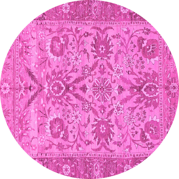 Round Abstract Pink Modern Rug, abs1648pnk