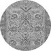 Round Abstract Gray Modern Rug, abs1648gry