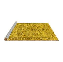 Sideview of Machine Washable Abstract Yellow Modern Rug, wshabs1648yw