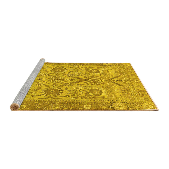 Sideview of Machine Washable Abstract Yellow Modern Rug, wshabs1648yw