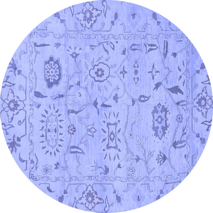 Round Abstract Blue Modern Rug, abs1649blu