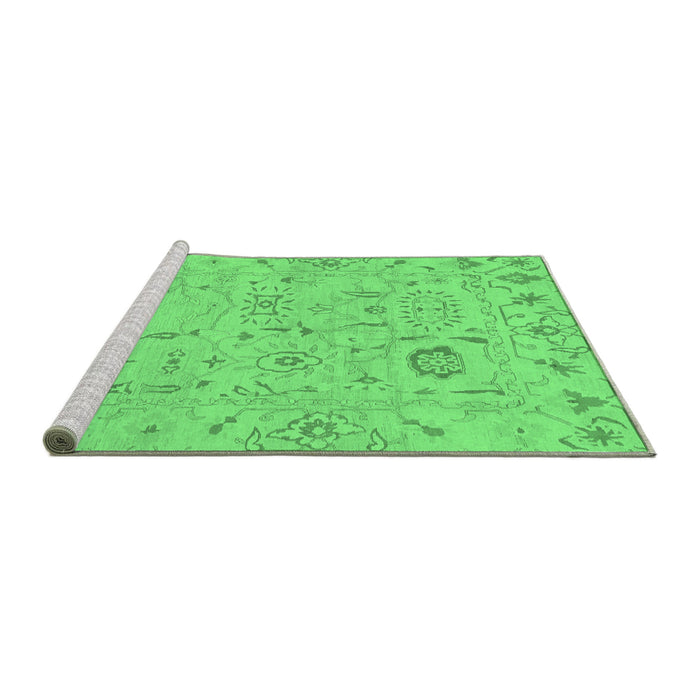 Sideview of Machine Washable Abstract Emerald Green Modern Area Rugs, wshabs1649emgrn