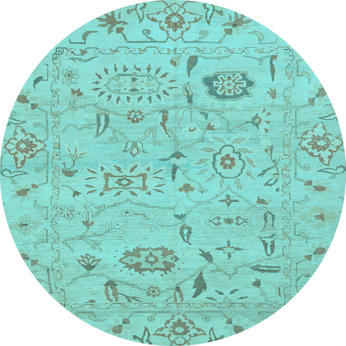 Round Abstract Light Blue Modern Rug, abs1649lblu