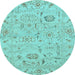 Round Abstract Light Blue Modern Rug, abs1649lblu