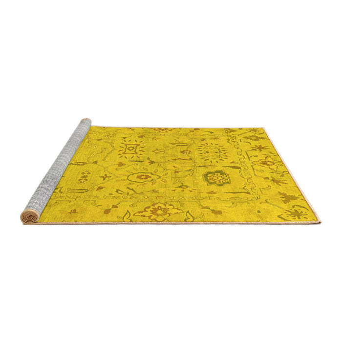 Sideview of Machine Washable Abstract Yellow Modern Rug, wshabs1649yw