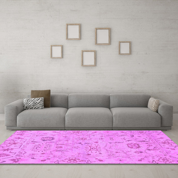 Machine Washable Abstract Purple Modern Area Rugs in a Living Room, wshabs1649pur