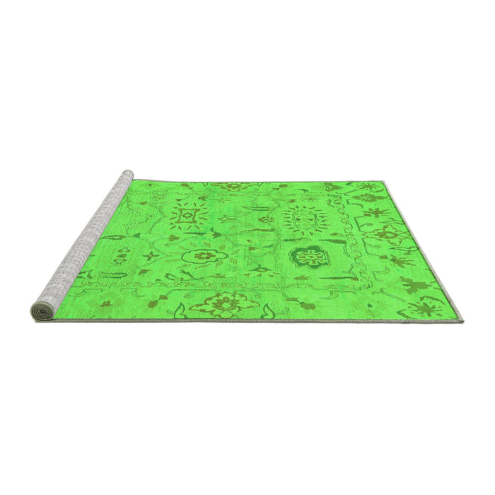 Sideview of Machine Washable Abstract Green Modern Area Rugs, wshabs1649grn