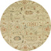 Round Machine Washable Abstract Metallic Gold Rug, wshabs1649