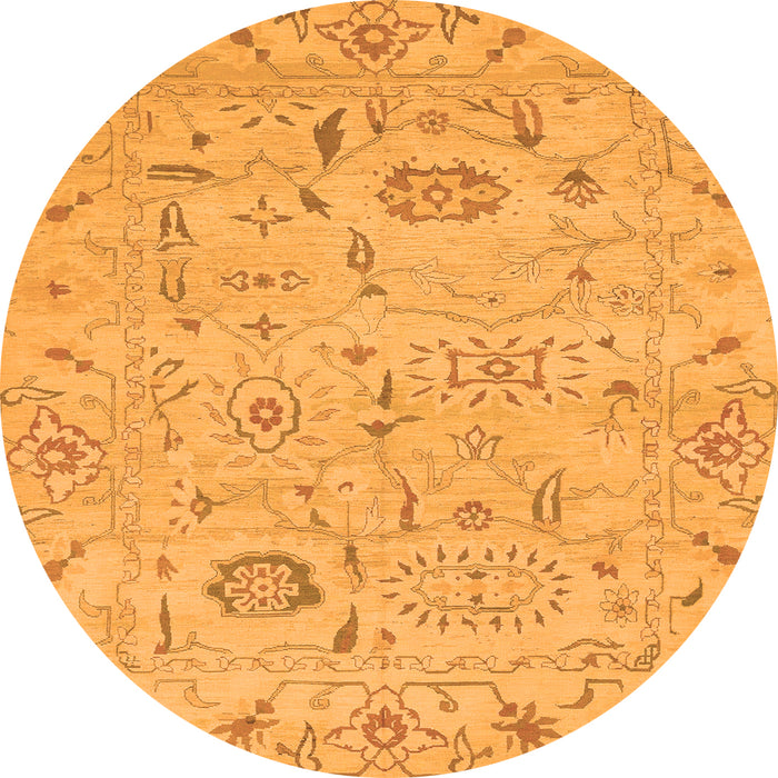 Round Machine Washable Abstract Orange Modern Area Rugs, wshabs1649org