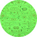 Round Machine Washable Abstract Green Modern Area Rugs, wshabs1649grn