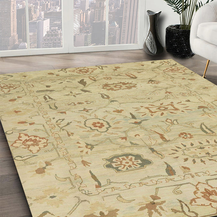 Machine Washable Abstract Metallic Gold Rug in a Family Room, wshabs1649