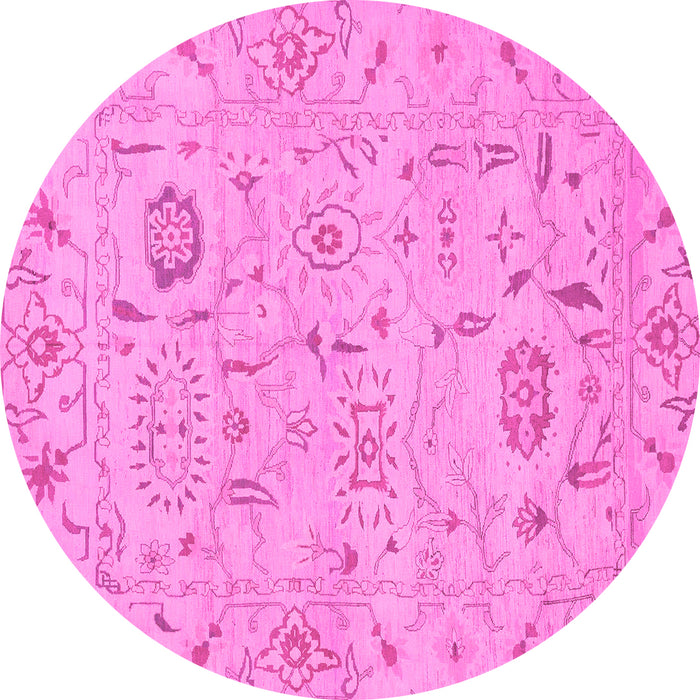 Round Machine Washable Abstract Pink Modern Rug, wshabs1649pnk