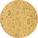 Round Abstract Brown Modern Rug, abs1649brn