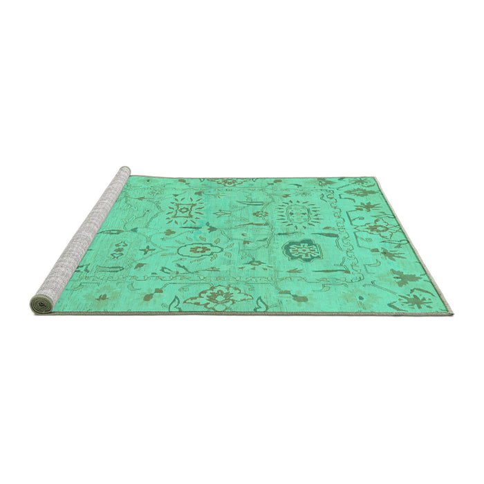 Sideview of Machine Washable Abstract Turquoise Modern Area Rugs, wshabs1649turq