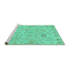 Sideview of Machine Washable Abstract Turquoise Modern Area Rugs, wshabs1649turq