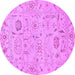 Round Machine Washable Abstract Purple Modern Area Rugs, wshabs1649pur