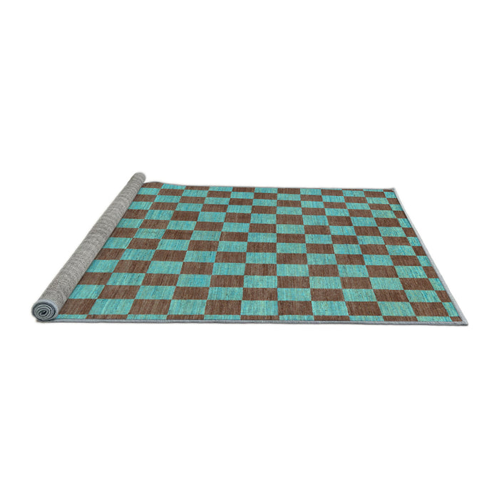 Sideview of Machine Washable Checkered Light Blue Modern Rug, wshabs164lblu