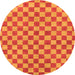 Round Machine Washable Checkered Orange Modern Area Rugs, wshabs164org