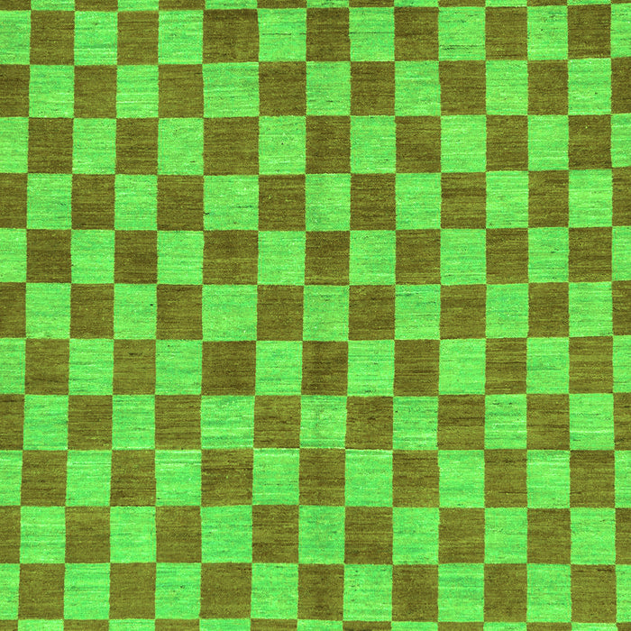 Machine Washable Checkered Green Modern Area Rugs, wshabs164grn