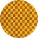 Round Machine Washable Checkered Yellow Modern Rug, wshabs164yw