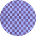 Round Checkered Blue Modern Rug, abs164blu