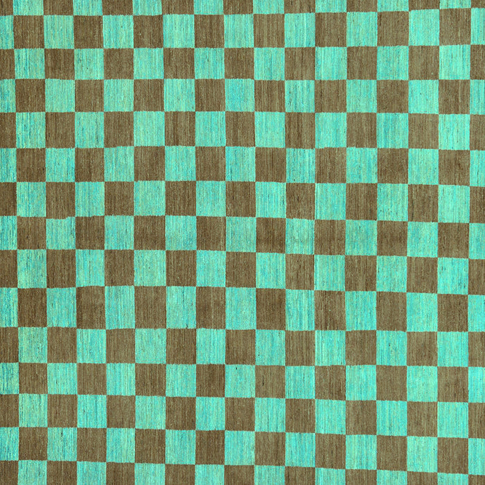 Square Machine Washable Checkered Turquoise Modern Area Rugs, wshabs164turq