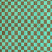 Square Machine Washable Checkered Turquoise Modern Area Rugs, wshabs164turq
